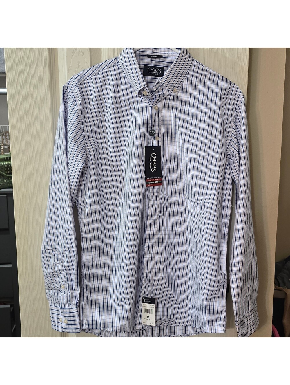 Chaps Men’s Slim Fit Plaid Shirt – Medium / 15–15.5 – New With Tags